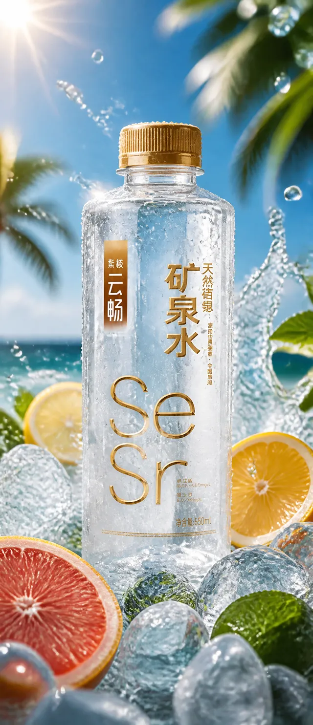 A refreshing cold drink bottle with the brand name 紫核云畅 p...
