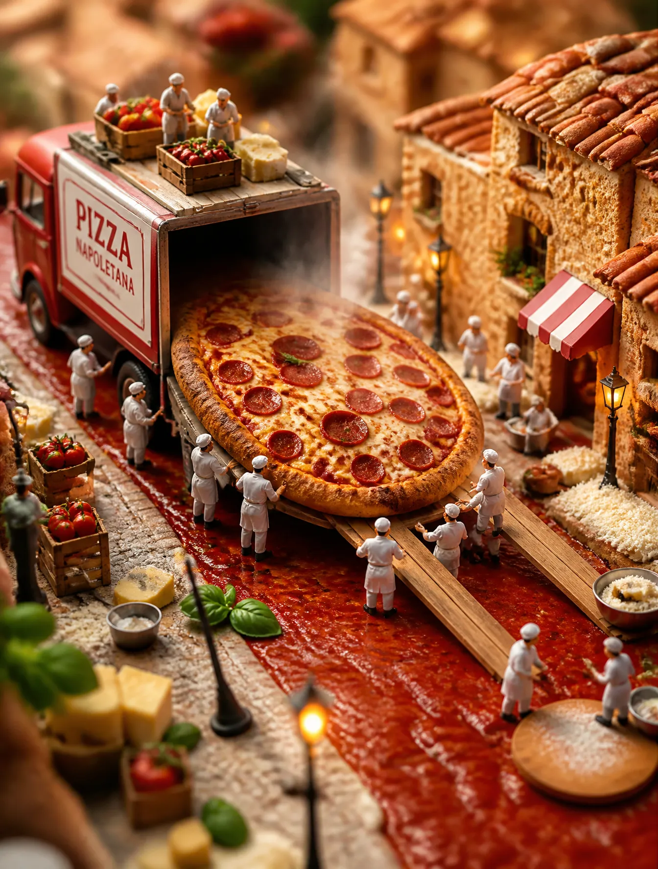 پرامپت پس‌زمینه با چت جی پی تی GPT Image : Create an ultra-realistic miniature diorama of… - ساخته‌شده با چت جی پی تی GPT…