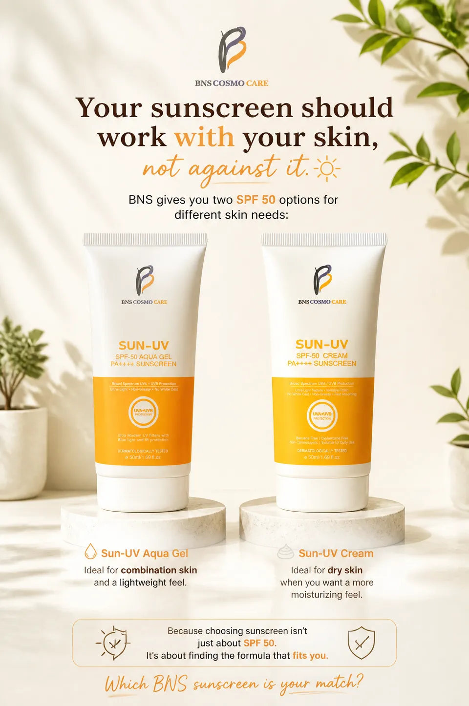 پرامپت محصول با چت جی پی تی GPT Image : Your sunscreen should work with your skin, not… - ساخته‌شده با چت جی پی تی GPT Image
