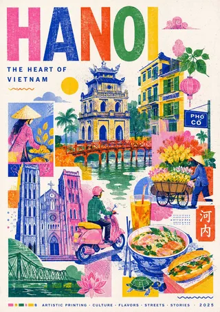 پرامپت طراحی با چت جی پی تی GPT Image : Create a stylish modern travel poster inspired… - ساخته‌شده با چت جی پی تی GPT Image