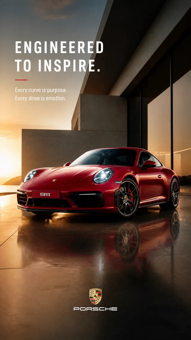 A premium luxury automotive advertising poster in a verti...