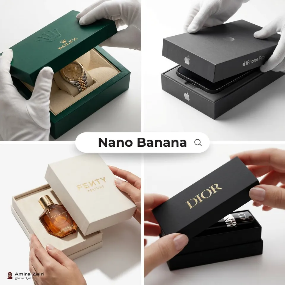 پرامپت لوگو با نانو بنانا جمینای : product , luxury packaging reveal scene,… - ساخته‌شده با نانو بنانا جمینای
