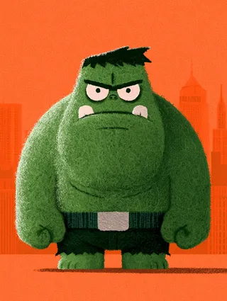 پرامپت پس‌زمینه با میدجرنی: A stylized, rounded caricature of hulk stands… - تصویر 4، ساخته‌شده با میدجرنی