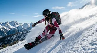 پرامپت عکاسی با نانو بنانا جمینای : A dynamic action shot of a man snowboarder… - ساخته‌شده با نانو بنانا جمینای