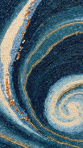پرامپت پس‌زمینه با میدجرنی: a dense mosaic of tiny glass seed beads… - تصویر 3، ساخته‌شده با میدجرنی