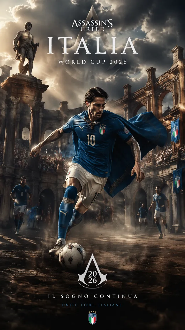 Assassin’s Creed StyleVertical 9:16 poster of World Cup 2...
