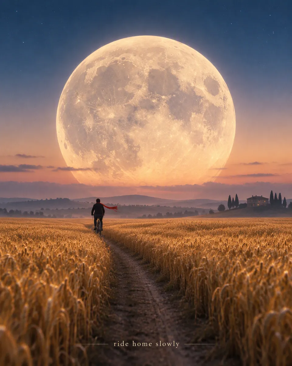 پرامپت پس‌زمینه با چت جی پی تی GPT Image : Surreal minimal landscape. An enormous full… - ساخته‌شده با چت جی پی تی GPT Image