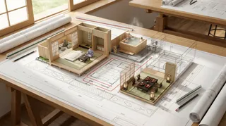 پرامپت سه‌بعدی با نانو بنانا جمینای : An architectural floor plan of {BUILDING TYPE}… - تصویر 2، ساخته‌شده با نانو بنانا…