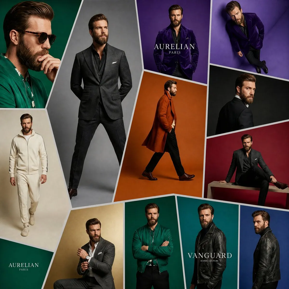 پرامپت طراحی با چت جی پی تی GPT Image : The SAME handsome Hollywood-inspired male… - ساخته‌شده با چت جی پی تی GPT Image