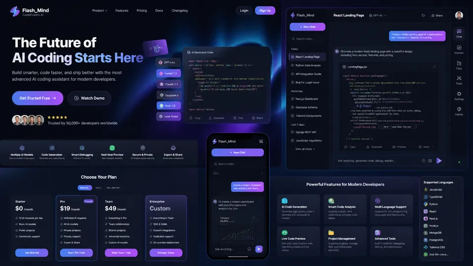 پرامپت لوگو با چت جی پی تی GPT Image : Project Name "Flash Mind"CodeFusion… - ساخته‌شده با چت جی پی تی GPT Image