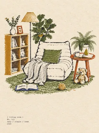 پرامپت سه‌بعدی با چت جی پی تی GPT Image : Create a charming hand-drawn vintage interior… - ساخته‌شده با چت جی پی تی GPT Image