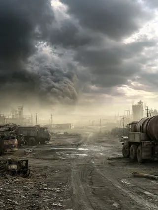 پرامپت پس‌زمینه با میدجرنی: A desolate, post-apocalyptic wasteland in the… - تصویر 4، ساخته‌شده با میدجرنی