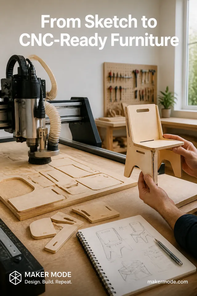 2:3 aspect ratio. A modern woodworking workshop with a CN...