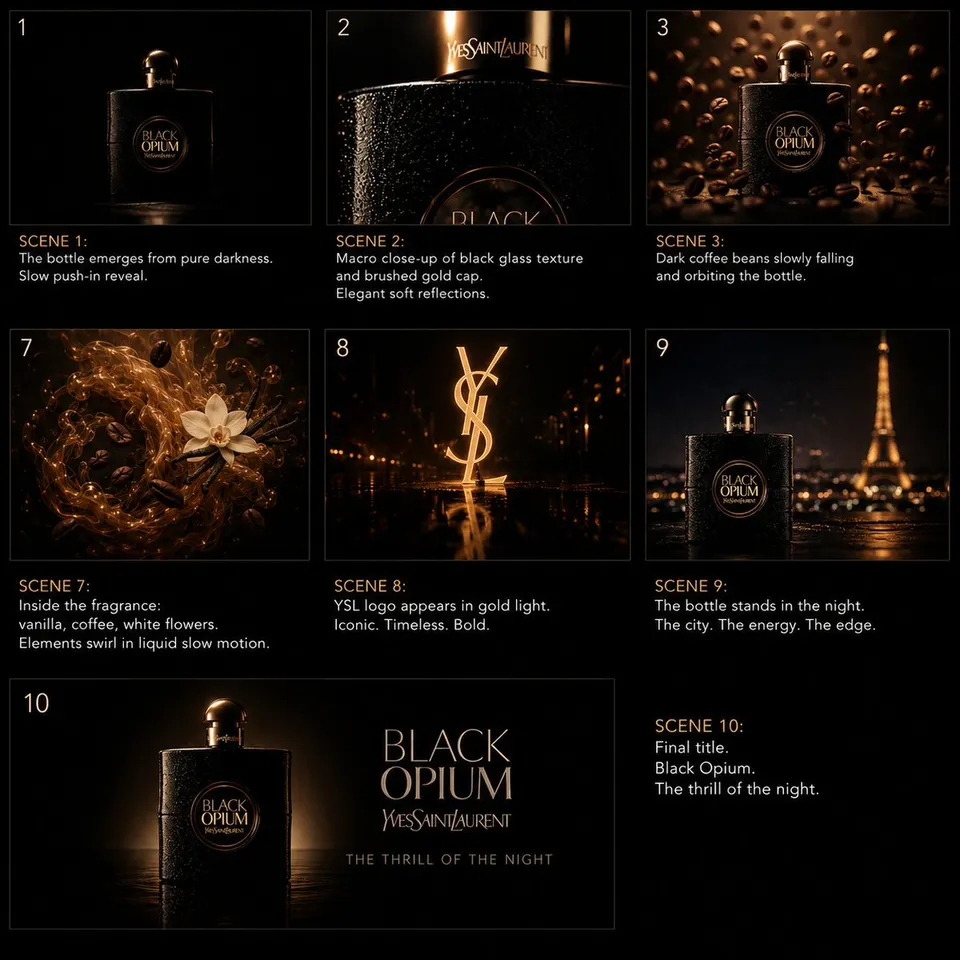 پرامپت استوری‌بورد با چت جی پی تی GPT Image : Create a premium cinematic luxury fragrance… - ساخته‌شده با چت جی پی تی GPT…