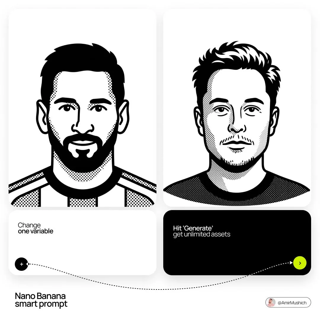 پرامپت سه‌بعدی با نانو بنانا جمینای : A minimalist, black-and-white flat vector… - ساخته‌شده با نانو بنانا جمینای