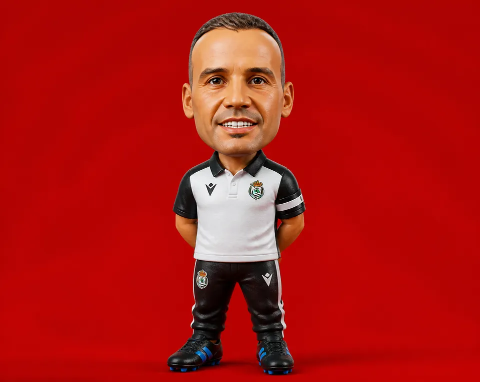 پرامپت سه‌بعدی با چت جی پی تی GPT Image : 3D rendered caricature figurine of sergio… - ساخته‌شده با چت جی پی تی GPT Image