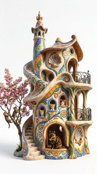 پرامپت پس‌زمینه با نانو بنانا جمینای : A breathtaking luxury cat house inspired by… - تصویر 3، ساخته‌شده با نانو بنانا جمینای