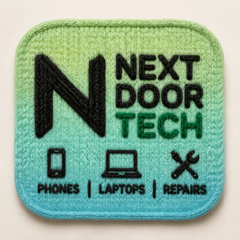 پرامپت لوگو با چت جی پی تی GPT Image : NEXT DOOR TECH logo made from thick knitted… - ساخته‌شده با چت جی پی تی GPT Image