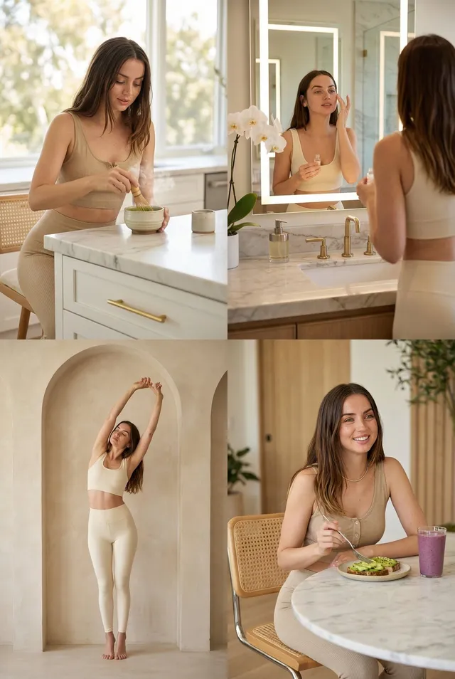 { "overall_theme": { "description": "A curated series of four ultra-photorealistic vignettes showcasing a luxurious, wellness-focu