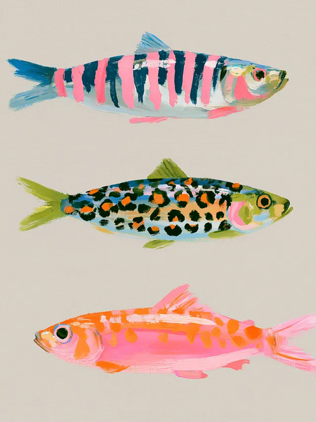 پرامپت سه‌بعدی با میدجرنی: Minimalist vector of three different sardines:… - تصویر 2، ساخته‌شده با میدجرنی