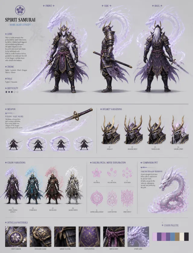 Spirit SamuraiCreate a detailed character sheet of a Spir...