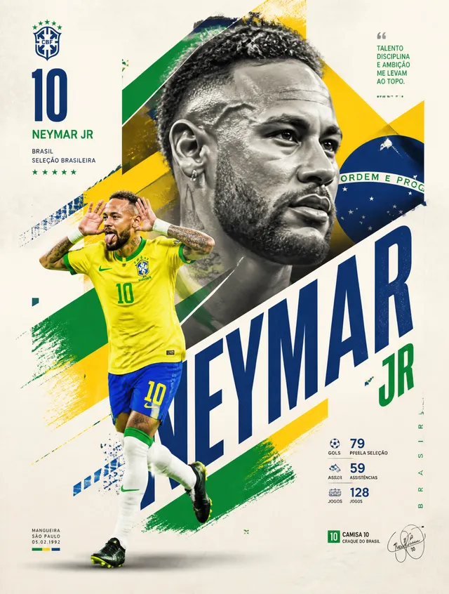 A professional sports graphic design poster of Neymar Jr....