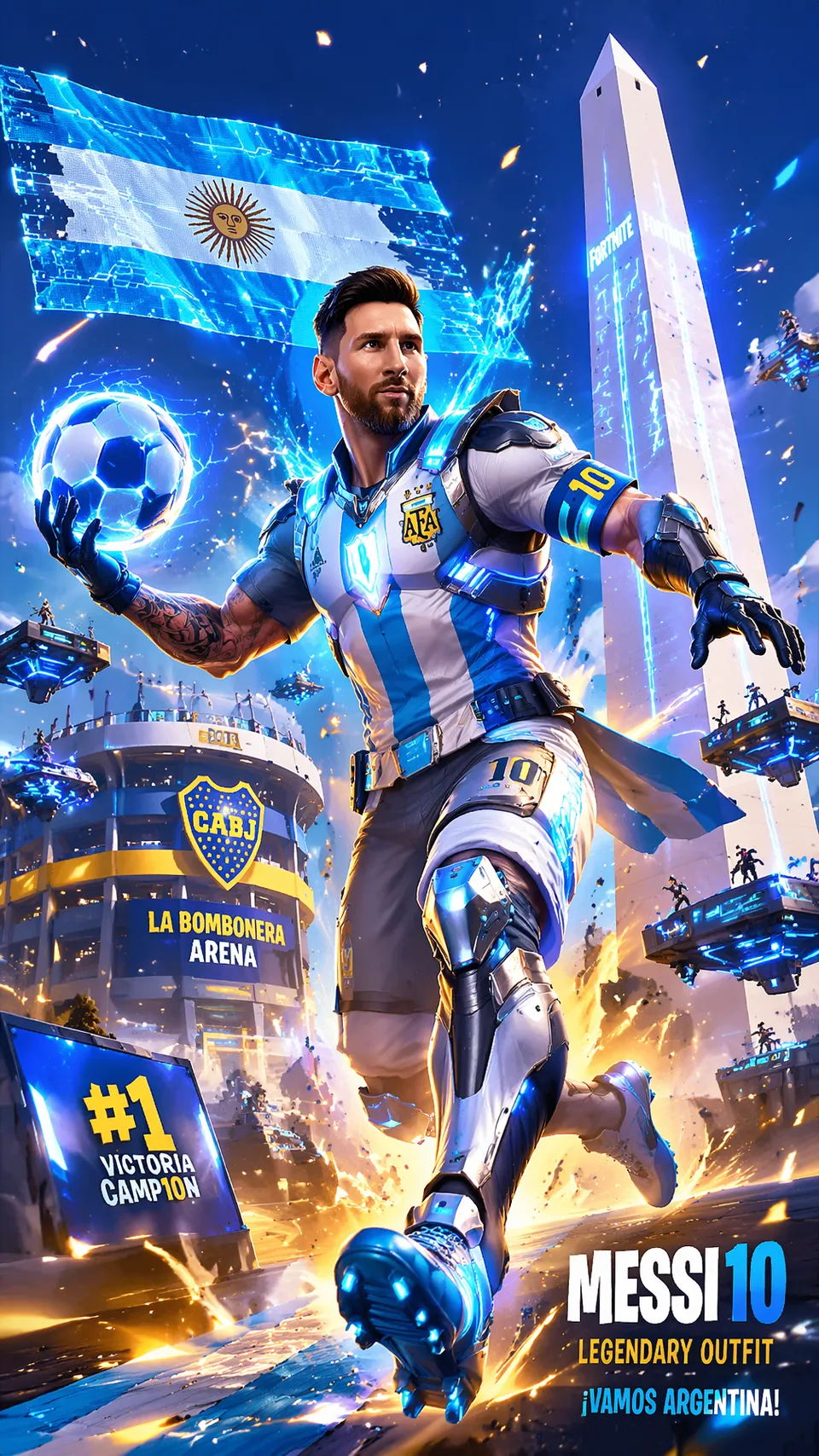 پرامپت طراحی با چت جی پی تی GPT Image : vertical 9:16, Argentina national team captain… - ساخته‌شده با چت جی پی تی GPT Image