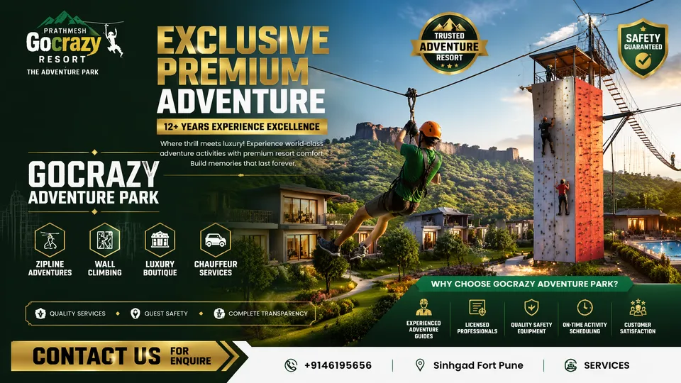 پرامپت محصول با چت جی پی تی GPT Image : Prathmesh GoCrazy resort = The Adventure Park - ساخته‌شده با چت جی پی تی GPT Image