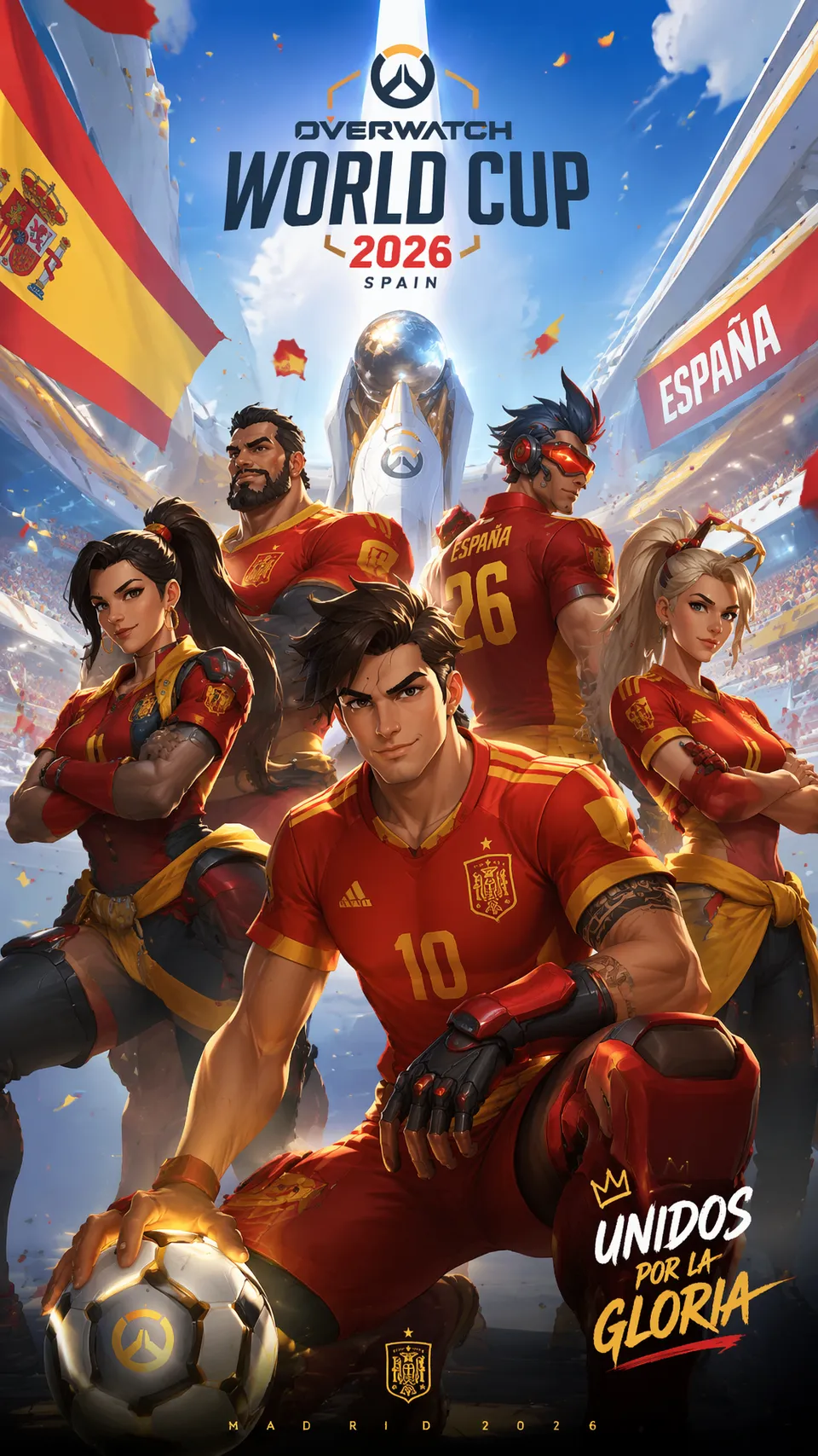 پرامپت طراحی با چت جی پی تی GPT Image : Overwatch StyleVertical 9:16 poster of World… - ساخته‌شده با چت جی پی تی GPT Image