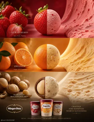 پرامپت محصول: Create an ultra-premium vertical Häagen-Dazs…