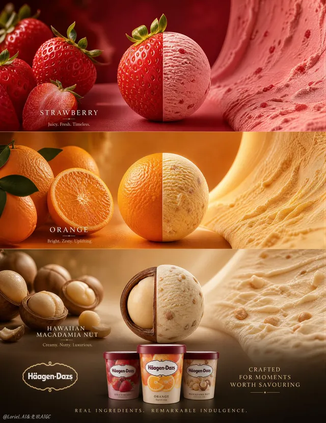 Create an ultra-premium vertical Häagen-Dazs flagship fla...