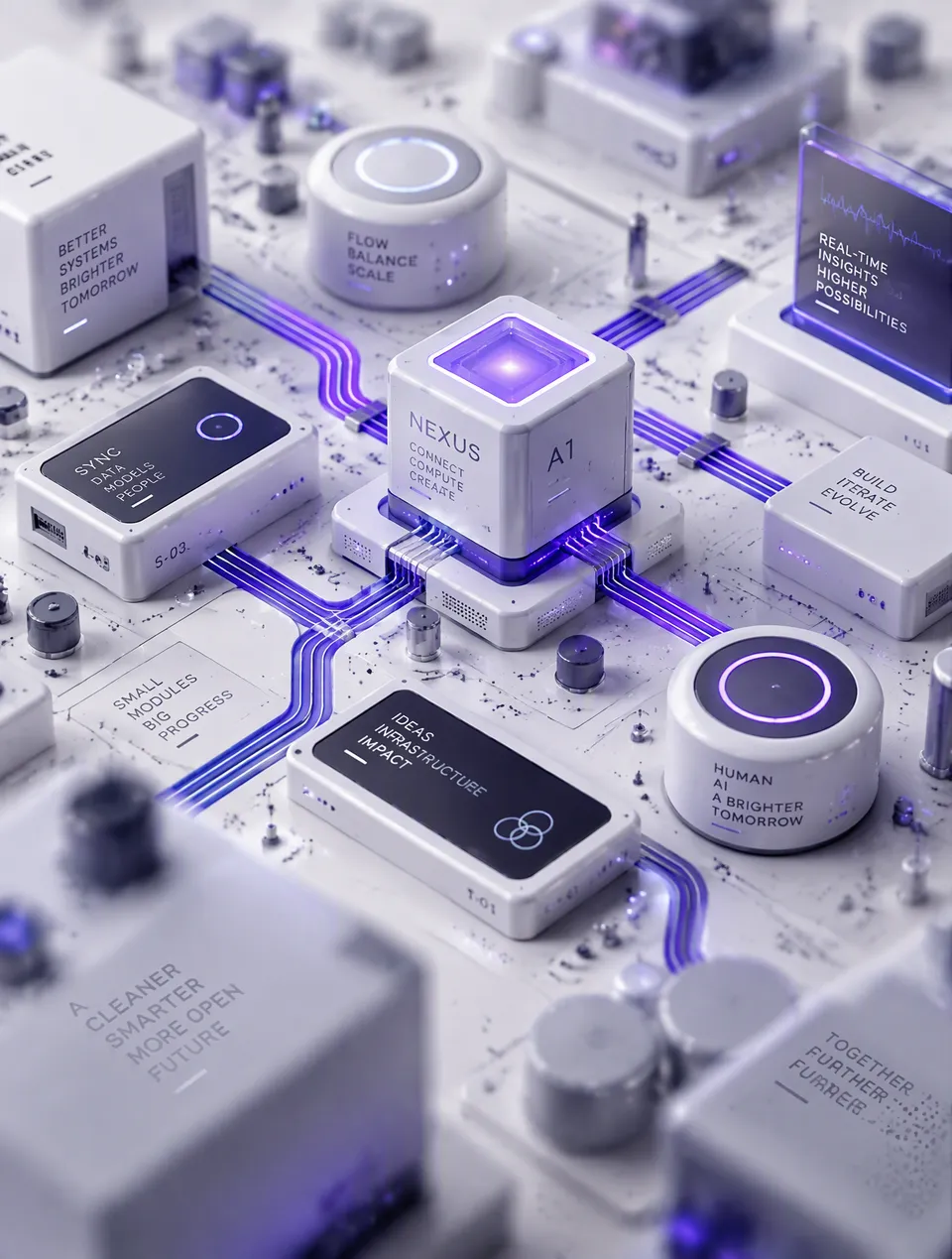 پرامپت لوگو با چت جی پی تی GPT Image : An isometric modular technology interface… - ساخته‌شده با چت جی پی تی GPT Image