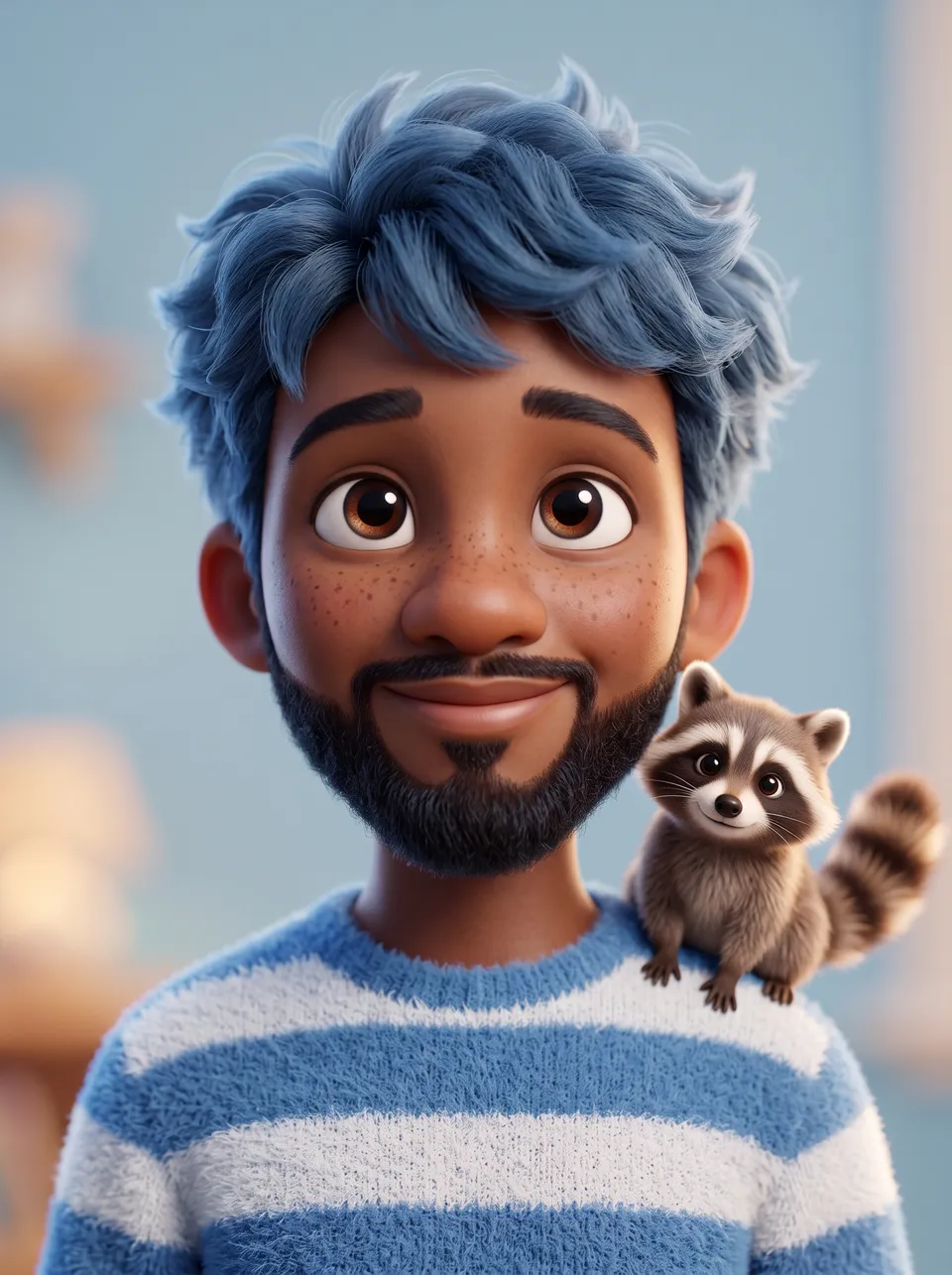 پرامپت سه‌بعدی با نانو بنانا جمینای : Cute stylized 3D animated boy with messy… - ساخته‌شده با نانو بنانا جمینای