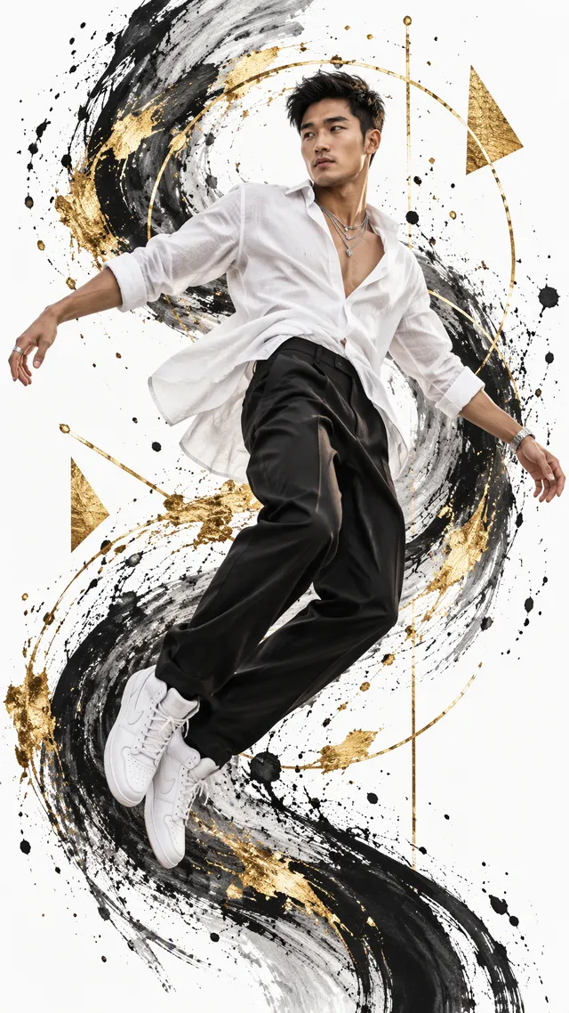 Create a high-fashion editorial fashion poster featuring ...