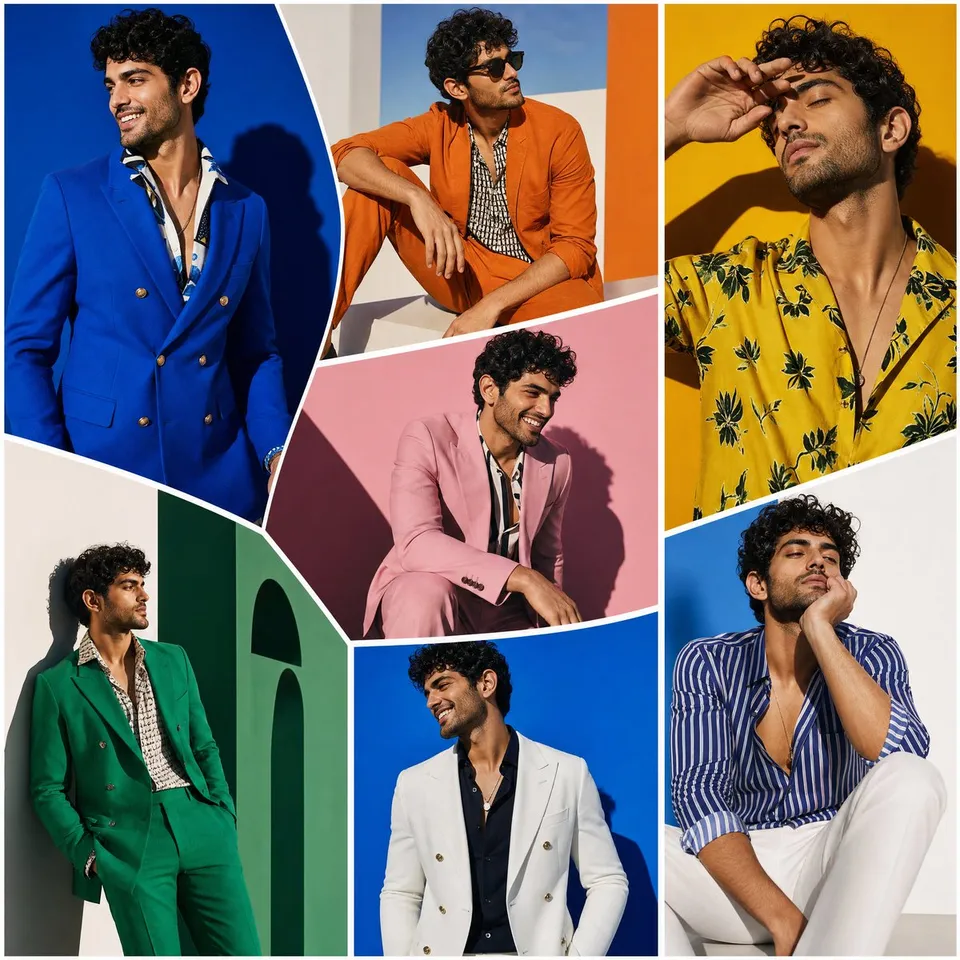 پرامپت عکاسی با چت جی پی تی GPT Image : The SAME male model displayed across oversized… - ساخته‌شده با چت جی پی تی GPT Image