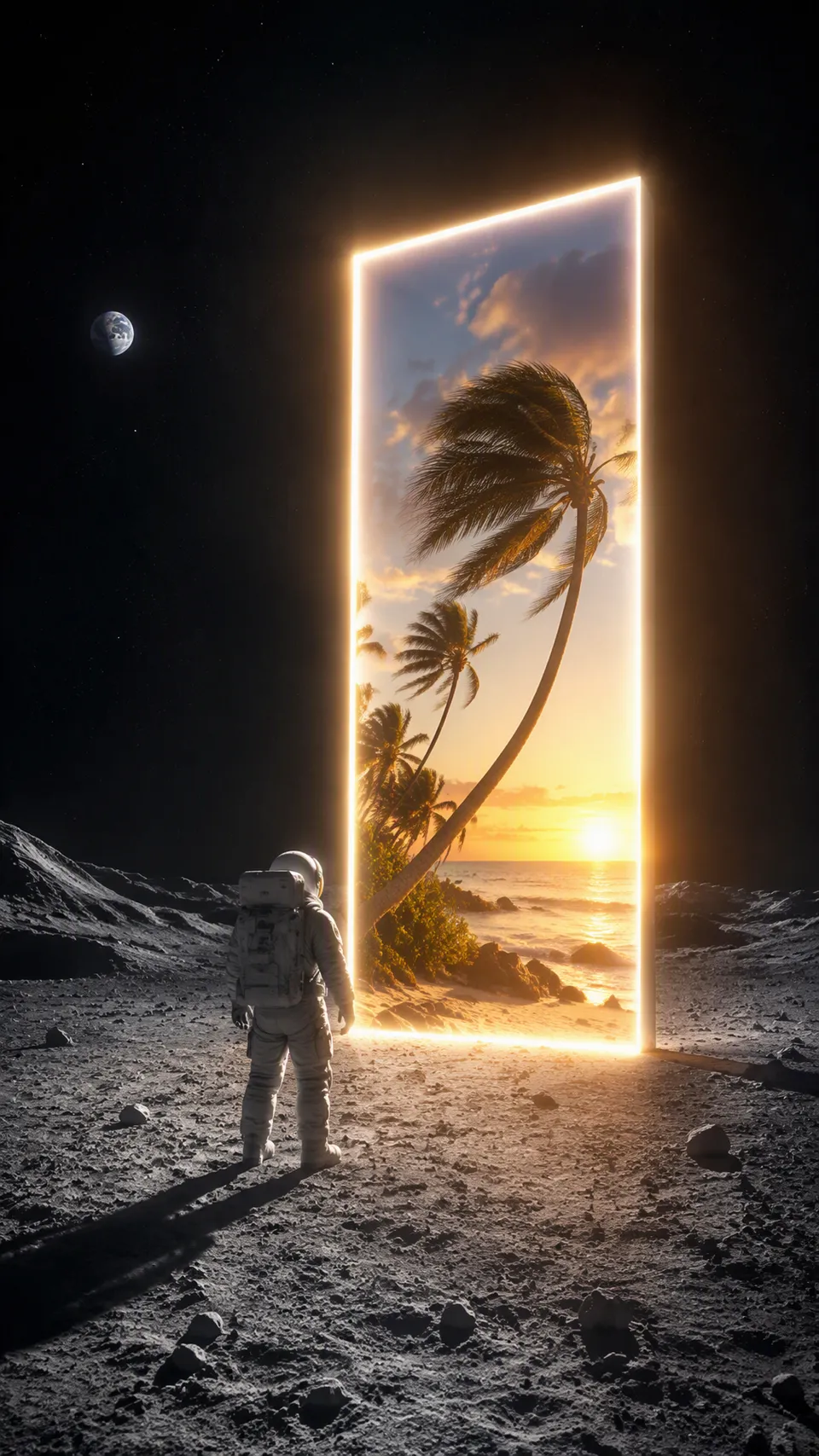 پرامپت پس‌زمینه با چت جی پی تی GPT Image : A lone astronaut standing on the dark surface… - ساخته‌شده با چت جی پی تی GPT…