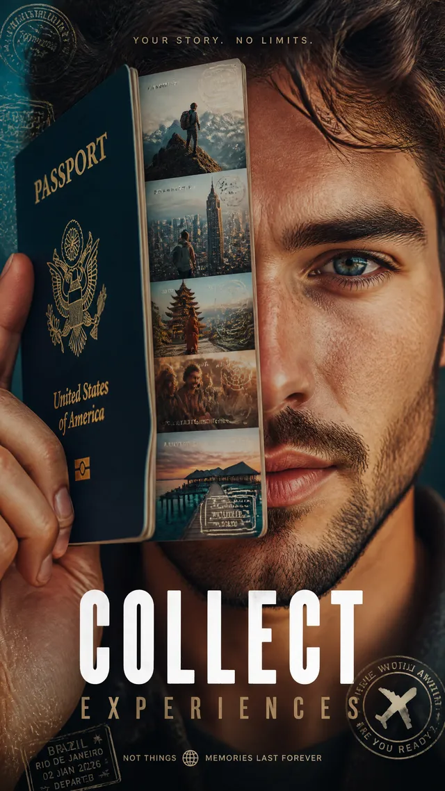 A premium 9:16 travel advertising poster.Main Subject:An ...