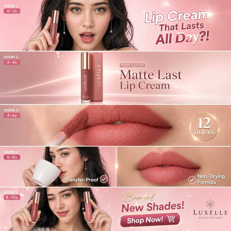 پرامپت استوری‌بورد با چت جی پی تی GPT Image : 10-Second Beauty Product Commercial Vertical… - ساخته‌شده با چت جی پی تی GPT…