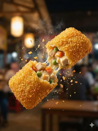 پرامپت لوگو با نانو بنانا جمینای : "Macro food photography of a crispy martabak… - تصویر 2، ساخته‌شده با نانو بنانا جمینای