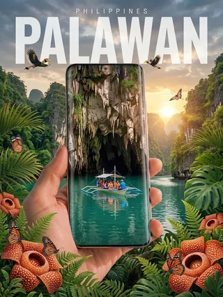 پرامپت محصول: Create a cinematic vertical travel poster for…