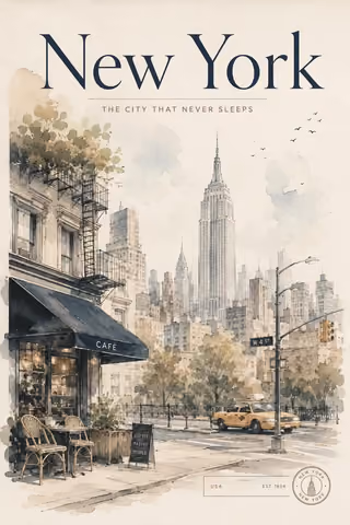 پرامپت پس‌زمینه با چت جی پی تی GPT Image : Vintage watercolor travel poster illustration,… - ساخته‌شده با چت جی پی تی GPT…