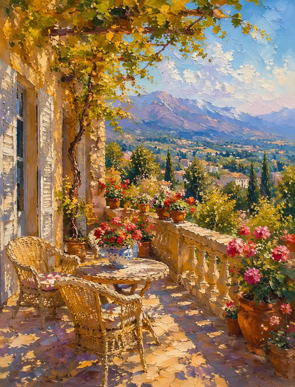 پرامپت سه‌بعدی با چت جی پی تی GPT Image : Vertical landscape oil painting, Impressionism… - ساخته‌شده با چت جی پی تی GPT…