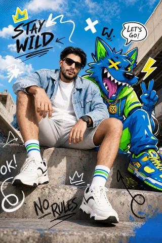 پرامپت سه‌بعدی با چت جی پی تی GPT Image : Full-body fashion editorial shot of a… - ساخته‌شده با چت جی پی تی GPT Image