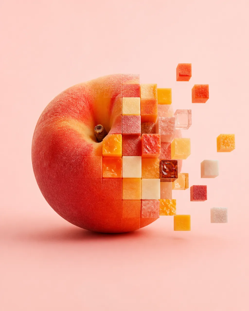 پرامپت پس‌زمینه با چت جی پی تی GPT Image : 4:5 A minimal studio photograph of whole peach… - ساخته‌شده با چت جی پی تی GPT…