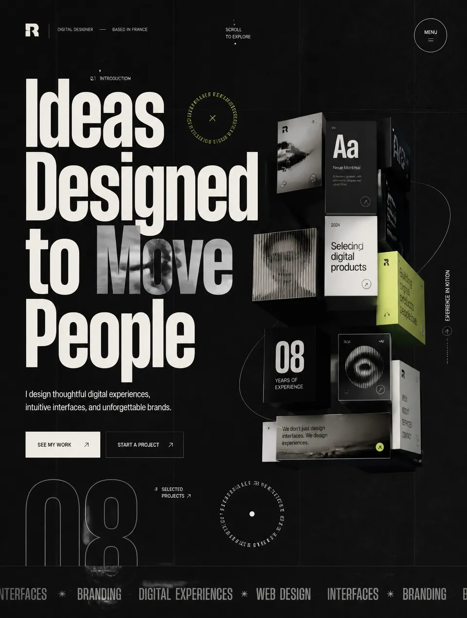 پرامپت لوگو با چت جی پی تی GPT Image : Design a unique portfolio hero section that… - ساخته‌شده با چت جی پی تی GPT Image