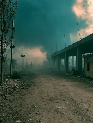 پرامپت پس‌زمینه با میدجرنی: A desolate, post-apocalyptic wasteland in the… - تصویر 3، ساخته‌شده با میدجرنی