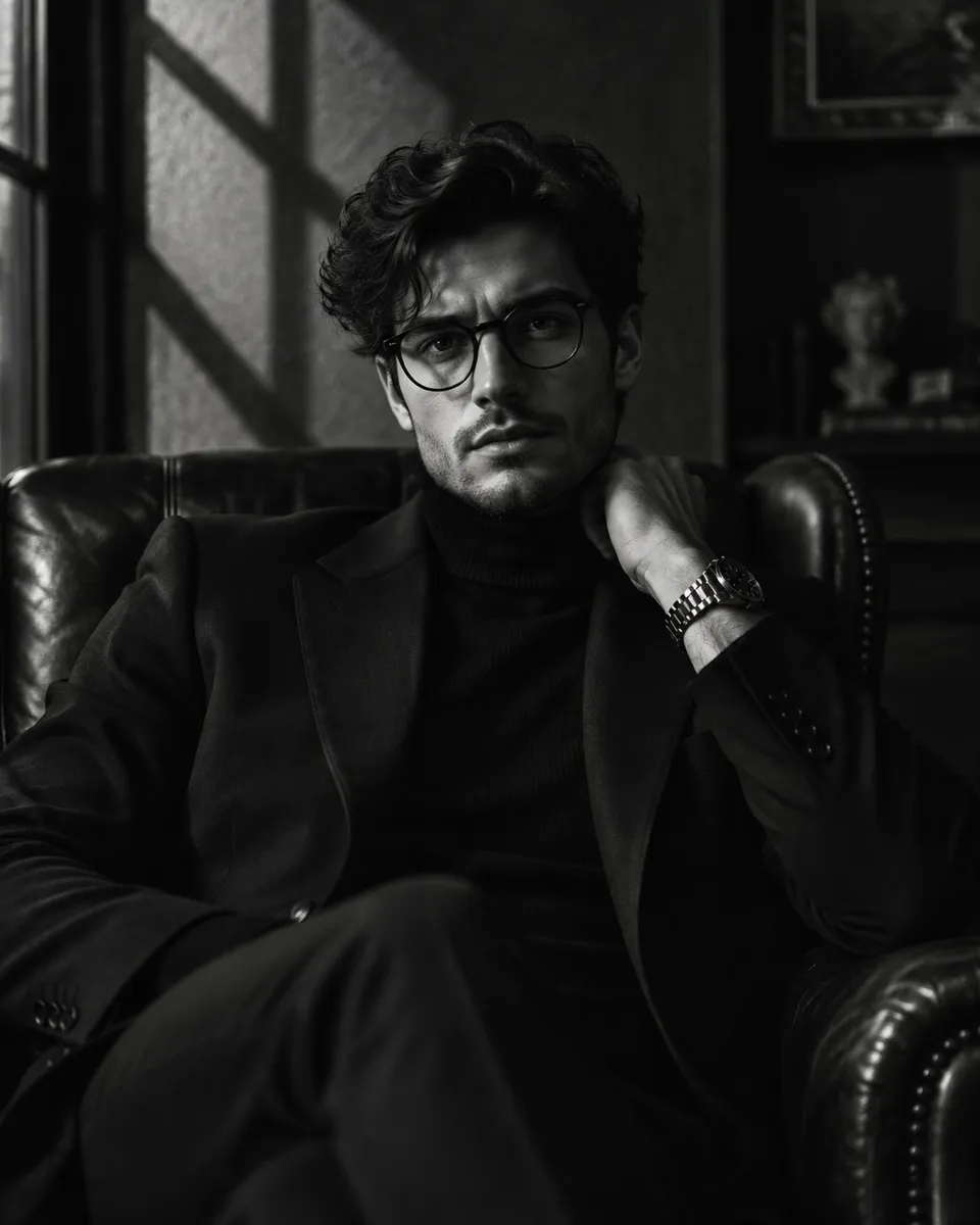 پرامپت عکاسی با چت جی پی تی GPT Image : Ultra-realistic cinematic black-and-white… - ساخته‌شده با چت جی پی تی GPT Image