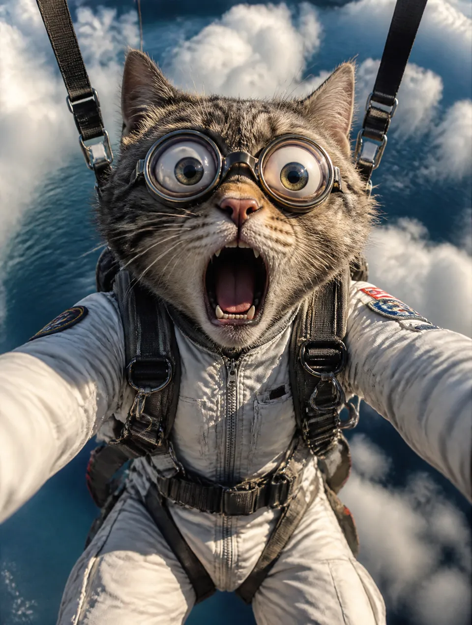پرامپت پس‌زمینه با چت جی پی تی GPT Image : A hyper-realistic cat with a humanoid face… - ساخته‌شده با چت جی پی تی GPT Image