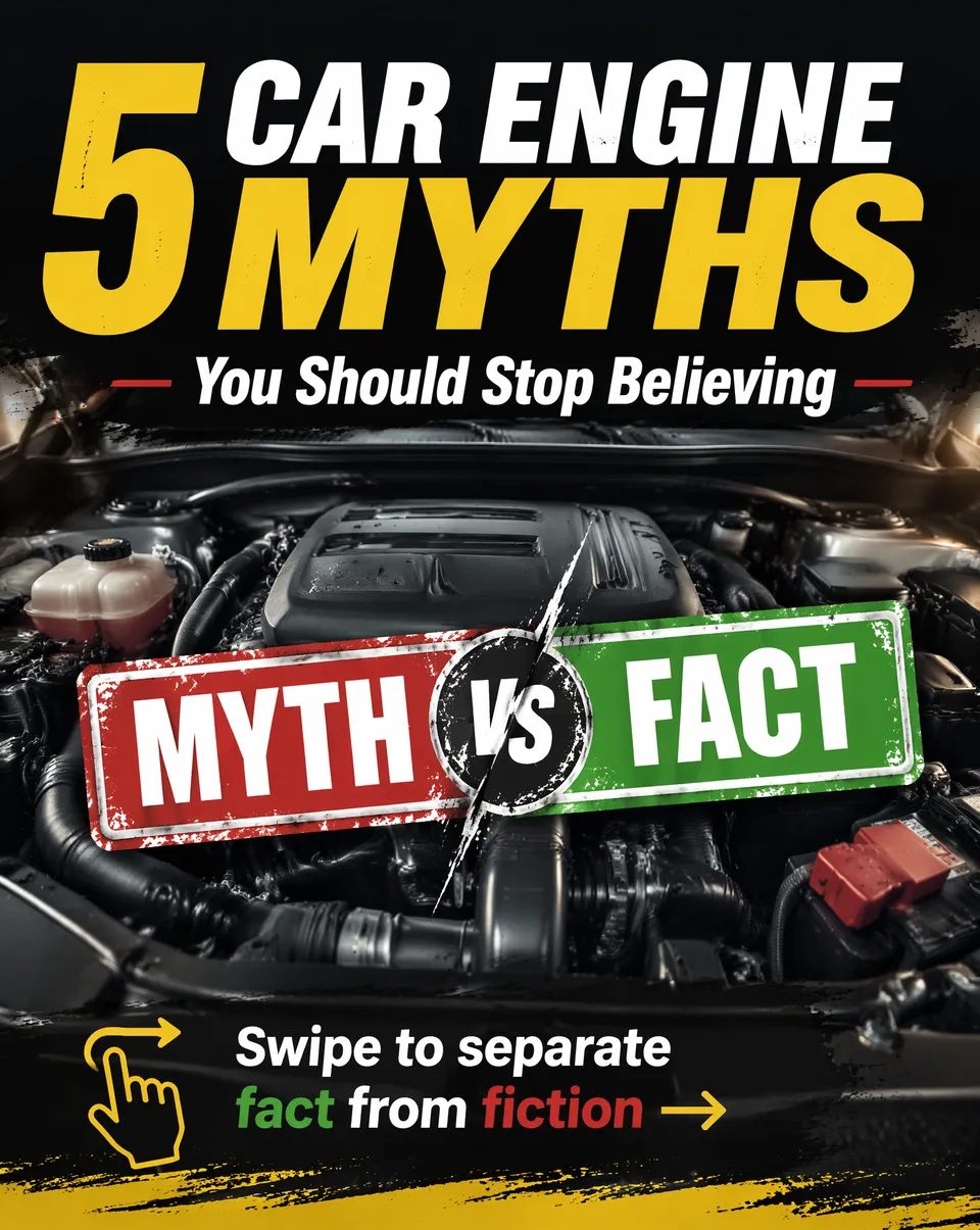 پرامپت محصول با چت جی پی تی GPT Image : 5 CAR ENGINE MYTHS - ساخته‌شده با چت جی پی تی GPT Image