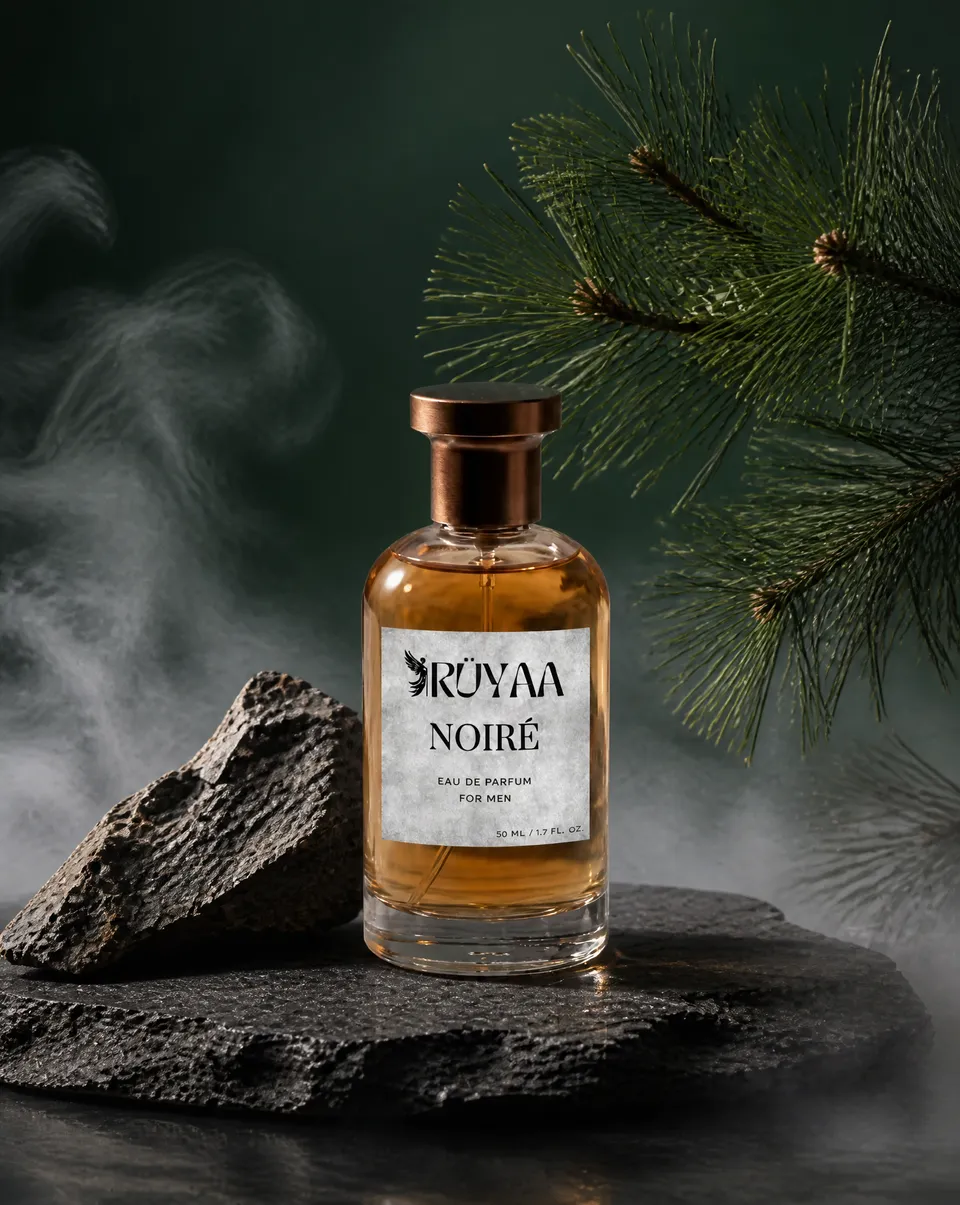 پرامپت لوگو با چت جی پی تی GPT Image : A perfume bottle sits centered on a rough-hewn… - ساخته‌شده با چت جی پی تی GPT Image